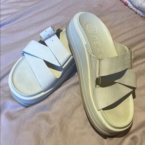 Chaco Women's Cream Platform Sandals